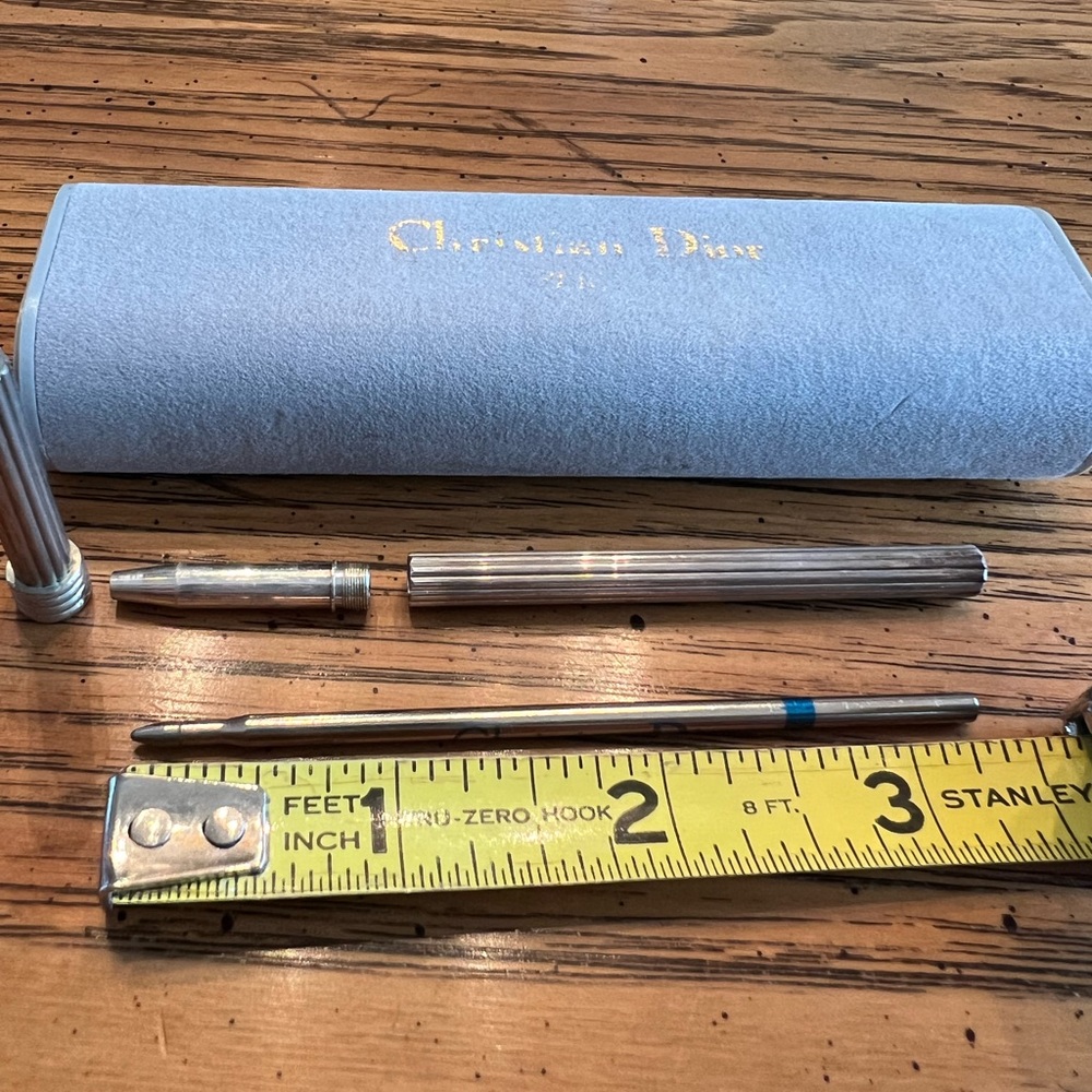 Rare Christian DiorSILVER.925ballpoint pen.Swiss made.Engraved designer&with Box - Picture 4 of 4